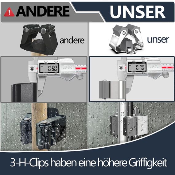 3-H 12 Stück Besenhalterung Wand Verzinkt Besenhalter Wandhalterung 0,7mm Federstahl Gartengerätehalter mit Montagematerial für Besen Garten Garage Grau