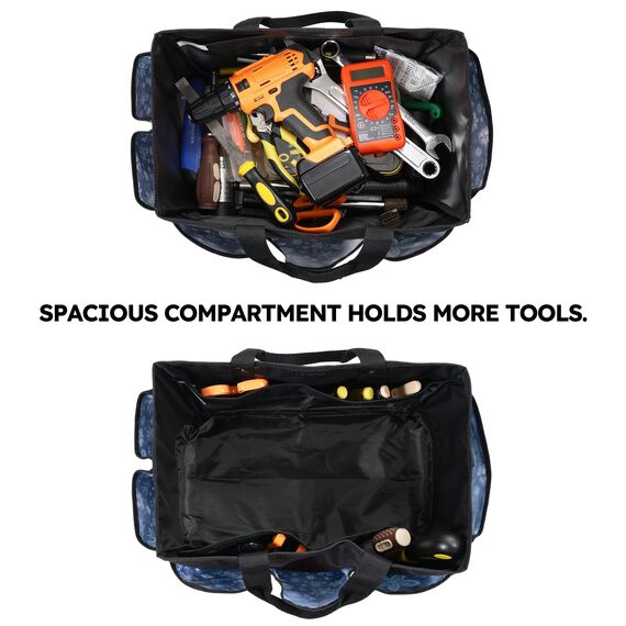 Housolution Garten Werkzeugtasche, Deluxe Garten Werkzeug Aufbewahrungstasche und Gartengerätetasche mit Kleinen Taschen, Verschleißfest und Wiederverwendbar, 14 Zoll, Blau Blume