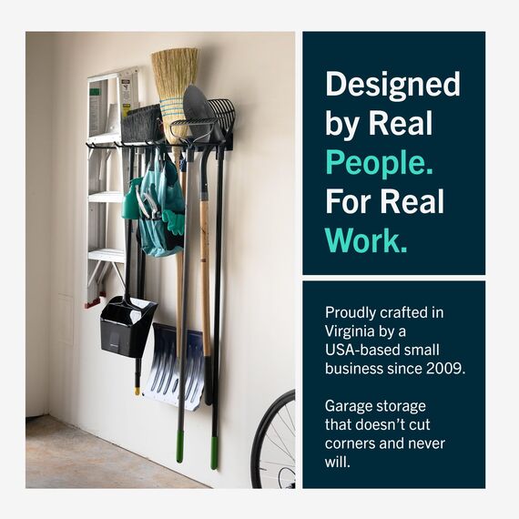 StoreYourBoard BLAT Garagen-Werkzeug-Organizer, Wandhalterung, Garagenorganisation und Aufbewahrung, Schaufel- und Rechenaufhänger, Garten-Hof-Werkzeugregal, Industriestahl, hält 113 kg