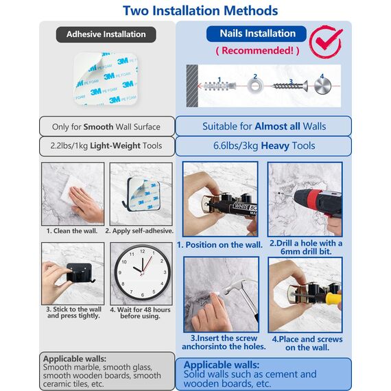 2PCS Besenhalterung Wand, Gerätehalter mit Nails Installieren, Schwerlast Besenhalter, Gartengerätehalter aus Edelstahl, Werkzeughalter Wand, Wandhalterung Besen für Abstellraum, Garage, Garten