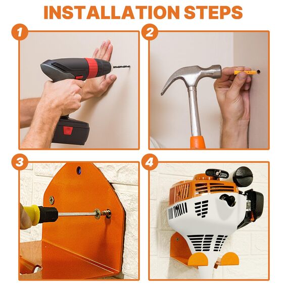 FLEXI RODS Ordnungssystem für Garage, Wandaufhängung, Gartenwerkzeuggestell für Rasentrimmer, Heckenschere, Garagen-Werkzeuge, 1 Stück