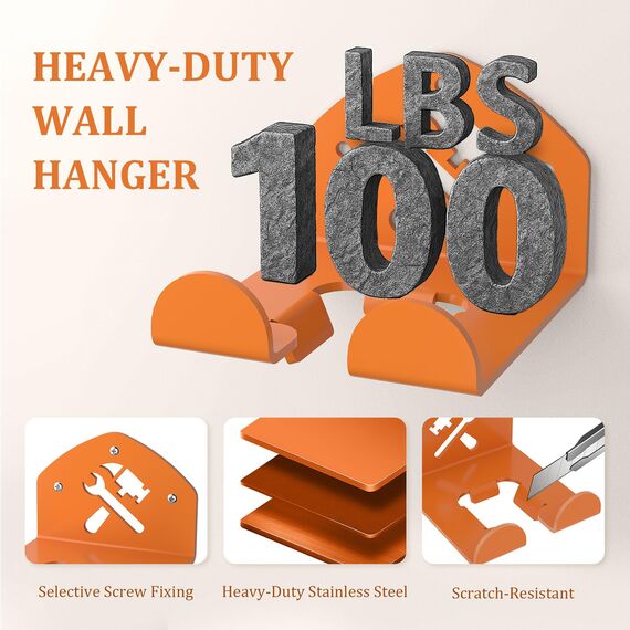 Flexi Rods Ordnungssystem für Garage, Aufbewahrung, Trimmer-Gestell, Träger für Elektrowerkzeug für Rasentrimmer, Heckenschere,Hochleistungs-Unkrautvernichter, Haken, Ordnungssystem für Gartengeräte