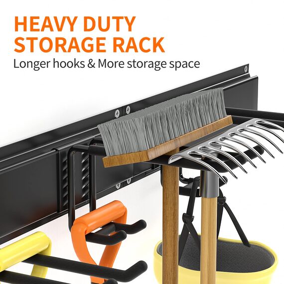 Garagen-Werkzeug-Organizer, Wandhalterung, 11 Stück, Garten-Werkzeug-Organizer, verstellbare Garagen-Organizer mit 8 robusten Haken, maximale Belastung 227 kg, Garagenaufbewahrung für Gartengeräte,