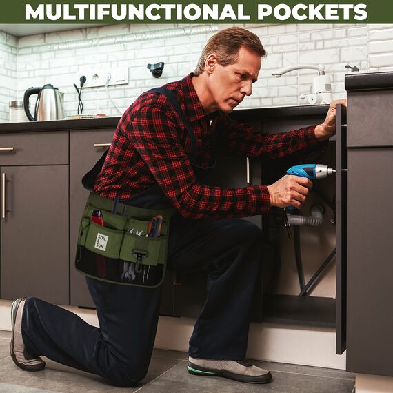 Soil and Sun Canvas Gardening Tool Belt – Comfortable and User-Friendly – Durable and Multifunctional Design (Green)