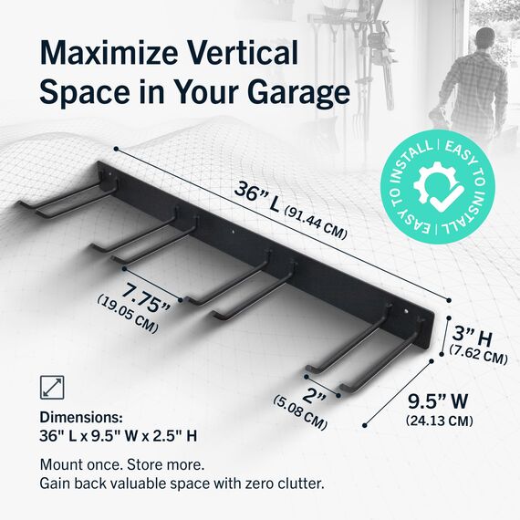 StoreYourBoard BLAT Garagen-Werkzeug-Organizer, Wandhalterung, Garagenorganisation und Aufbewahrung, Schaufel- und Rechenaufhänger, Garten-Hof-Werkzeugregal, Industriestahl, hält 113 kg