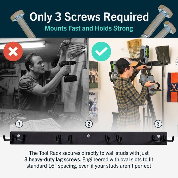 StoreYourBoard BLAT Garagen-Werkzeug-Organizer, Wandhalterung, Garagenorganisation und Aufbewahrung, Schaufel- und Rechenaufhänger, Garten-Hof-Werkzeugregal, Industriestahl, hält 113 kg