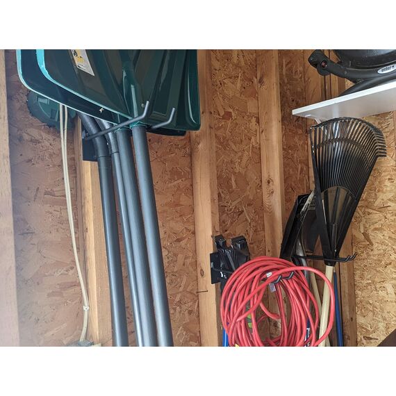 OUUO Garagen-Aufbewahrungs-Organizer für Werkzeug-Organisation, 4 Stück, robuster Wandaufhänger aus massivem Stahl für Gartenwerkzeug-Aufbewahrung – Schaufel, Rechen, Besen, Organizer, Wandhalterung,