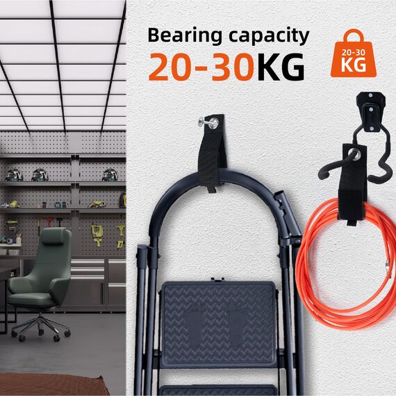 Sinoer Garten-Elektrowerkzeug-Aufhänger, Unkrautfresser-Gestell, Schnurtrimmer, Wandhaken, Garagen-Wandhaken, Utility-Halter-Organizer und Lagerung (4 Stück) hält bis zu 30KG