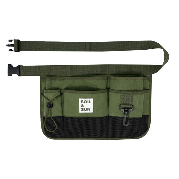 Soil and Sun Canvas Gardening Tool Belt – Comfortable and User-Friendly – Durable and Multifunctional Design (Green)