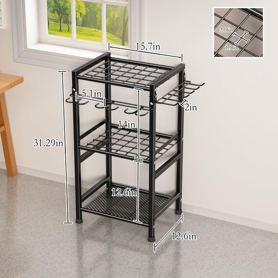 CICUFY Gartenwerkzeug-Organizer, Aufbewahrung, Metall, für Hof, Werkzeug, Organizer, robuster Ständer mit extra Haken, bis zu 35 lange Griffe, Schaufeln, Rechen, Besenhalter für Garage, Schuppen,