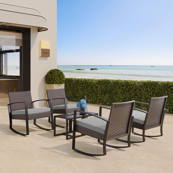 Bealife Balkonmöbel-Set, Gartenmöbel-Set, 3-teiliges Lounge-Set für Terrasse und Garten, Rattan-Gartenmöbel-Set für Balkon, Garten, Innen- und Außenbereich, Terrasse, Hinterhof