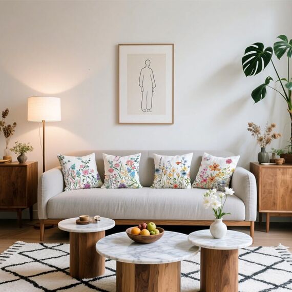 Cirzone Outdoor Kissen Dekorative Wasserfest 4 er Kissenbezug Frühling 45 x 45 cm Gartenkissen Wetterfest Bunte Blumen und Schmetterlinge Kissenbezug Werden für Heim Sofak Garten