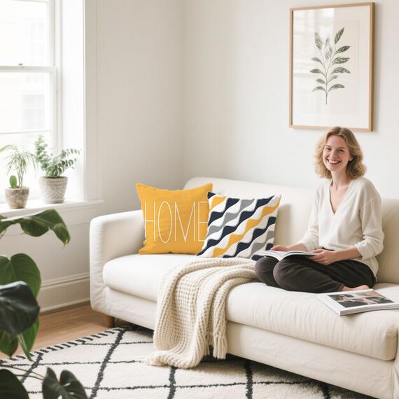 Cirzone Deko Wohnzimmer Kissenbezug 45x45 4er Set Wetterfest Leinen Outdoor Kissen Boho Deko für Garten, Balkon