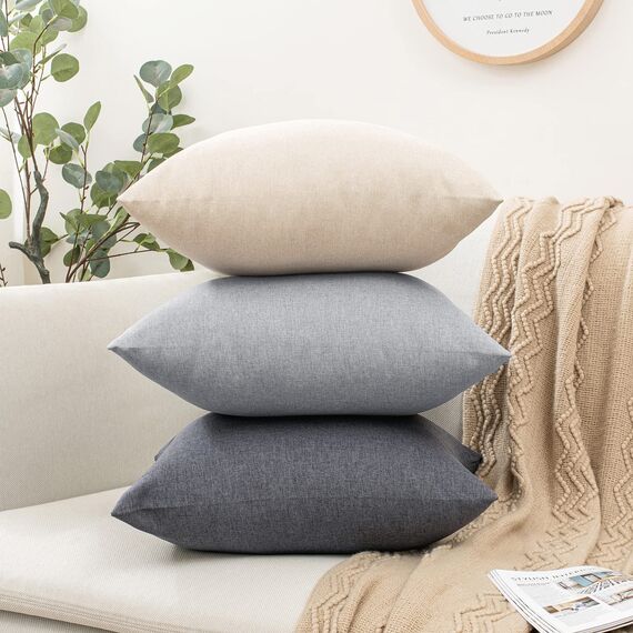 EMEMA Kissenbezug Outdoor Wasserdicht Sofakissen Wasserfest Dekokissen Kissenbezüge Dekorativ Kissen Kissenhülle aus Polyster für Garten Sofa Wohnzimmer Bett 2er Set 30x50 cm Beige