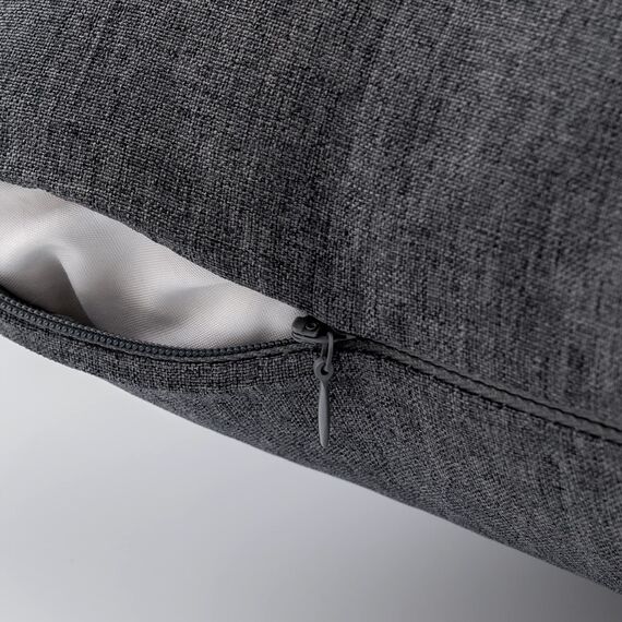 EMEMA Kissenbezug Outdoor Wasserdicht Sofakissen Wasserfest Dekokissen Kissenbezüge Dekorativ Kissen Kissenhülle aus Polyster für Garten Sofa Wohnzimmer Bett 2er Set 50x50 cm Dunkelgrau