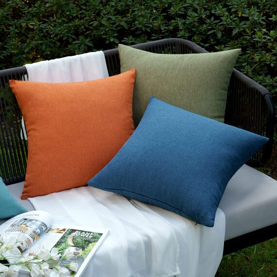 EMEMA Kissenbezug Outdoor Wasserdicht Sofakissen Wasserfest Dekokissen Kissenbezüge Dekorativ Kissen Kissenhülle aus Polyster für Garten Sofa Wohnzimmer Bett 2er Set 30x50 cm Pfauenblau