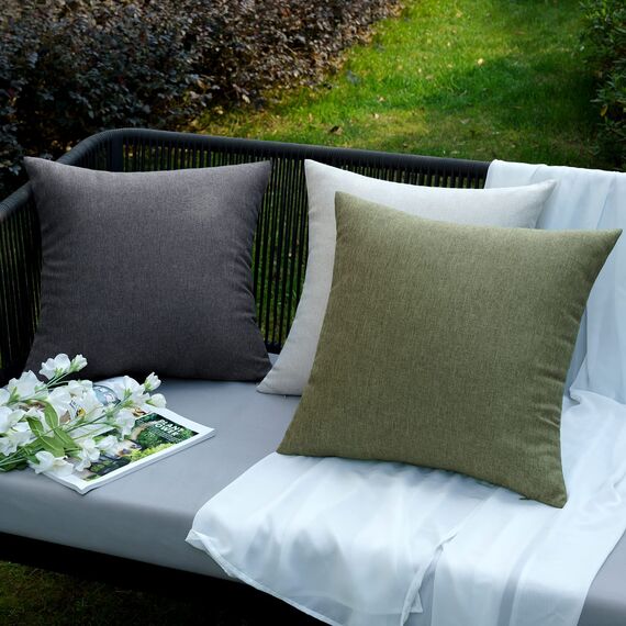 EMEMA Kissenbezug Outdoor Wasserdicht Sofakissen Wasserfest Dekokissen Kissenbezüge Dekorativ Kissen Kissenhülle aus Polyster für Garten Sofa Wohnzimmer Bett 2er Set 30x50 cm Dunkelgrau