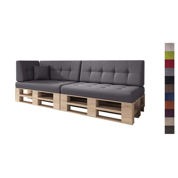 sunnypillow Palettenkissen für Palettenmöbel - 6er Set - Palettenauflage für Palettensofa - Palettenpolster für Garten, Gesteppte Kissen für Europaletten - Rückenkissen & Sitzkissen Anthrazit