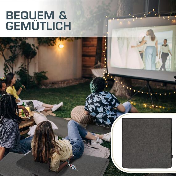 bomoe hochwertiges Outdoor Loungekissen 50x50cm – Bequemes Sitzkissen 8cm dick Polster Bezug Waschbar Gartenkissen UV-Schutz – Rattan Lounge Auflage Gartenmöbel Sitzauflage Anthrazit – ilano