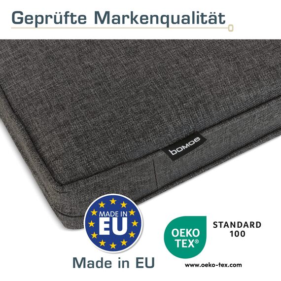 bomoe hochwertiges Outdoor Loungekissen 50x50cm – Bequemes Sitzkissen 8cm dick Polster Bezug Waschbar Gartenkissen UV-Schutz – Rattan Lounge Auflage Gartenmöbel Sitzauflage Anthrazit – ilano