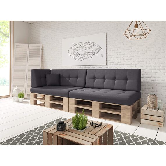 sunnypillow Palettenkissen für Palettenmöbel - 6er Set - Palettenauflage für Palettensofa - Palettenpolster für Garten, Gesteppte Kissen für Europaletten - Rückenkissen & Sitzkissen Anthrazit