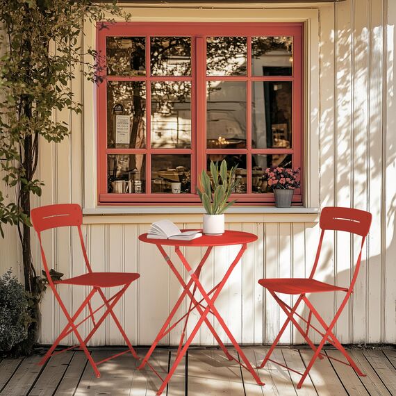 Grand patio Bistrotisch mit 2 Stühlen, Balkonmöbel Set 3 Teilig, Terrassenmöbel Wetterfest, Bistro Set, Balkon Garten Möbel Set für Kleinen Balkon (blau)