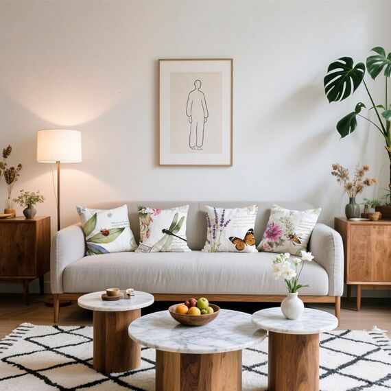 Cirzone Kissenbezug 45x45 4er Set Outdoor Kissen Wetterfest Leinen, Boho Deko für Deko Wohnzimmer, Garten, Balkon