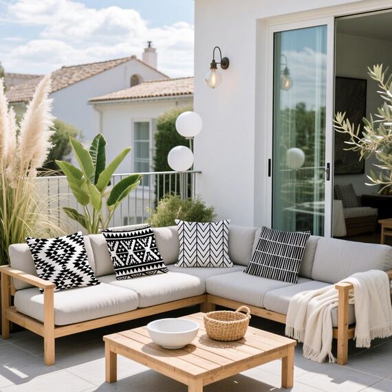 Cirzone Outdoor Kissen Wetterfest 40x40 4er Set Dekokissen, Kissenbezüge Sofakissen für Deko Wohnzimmer, Garten, Balkon