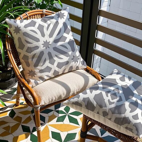 Cirzone Deko Wohnzimmer Kissenbezug 45x45 4er Set Wetterfest Leinen Outdoor Kissen Boho Deko für Garten, Balkon