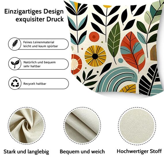 Cirzone Deko Wohnzimmer Kissenbezug 45x45 4er Set Wetterfest Leinen Outdoor Kissen Boho Deko für Garten, Balkon