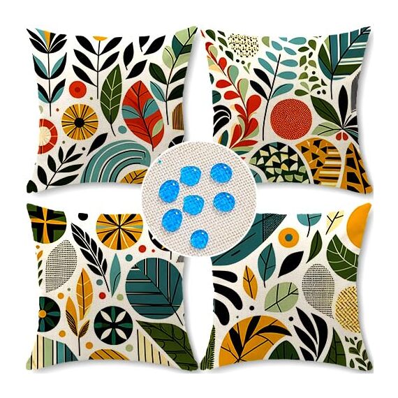 Cirzone Deko Wohnzimmer Kissenbezug 45x45 4er Set Wetterfest Leinen Outdoor Kissen Boho Deko für Garten, Balkon