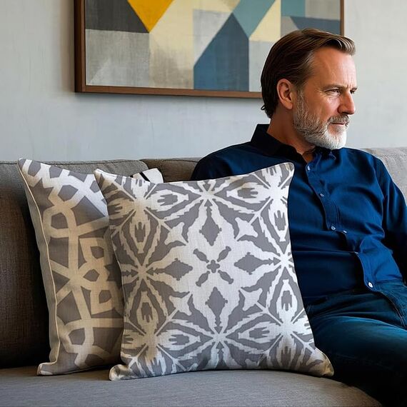 Cirzone Deko Wohnzimmer Kissenbezug 45x45 4er Set Wetterfest Leinen Outdoor Kissen Boho Deko für Garten, Balkon