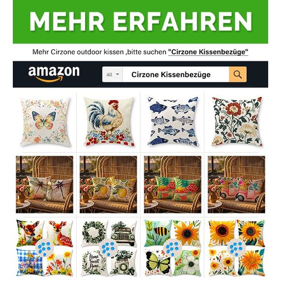 Cirzone Kissenbezug 45x45 2er Set Outdoor Kissen Wetterfest Leinen, Boho Deko für Deko Wohnzimmer, Garten, Balkon
