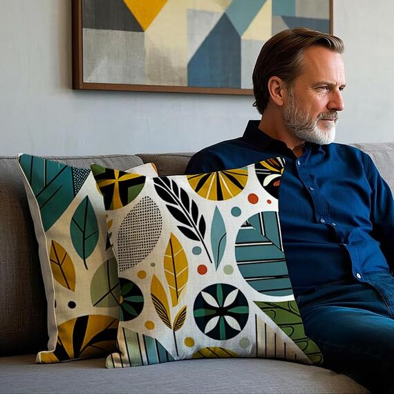 Cirzone Deko Wohnzimmer Kissenbezug 45x45 4er Set Wetterfest Leinen Outdoor Kissen Boho Deko für Garten, Balkon