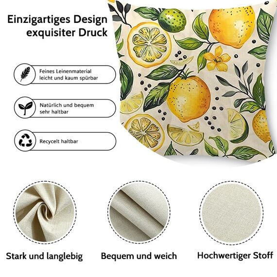 Cirzone Kissenbezug 45x45 2er Set Outdoor Kissen Wetterfest Leinen, Boho Deko für Deko Wohnzimmer, Garten, Balkon