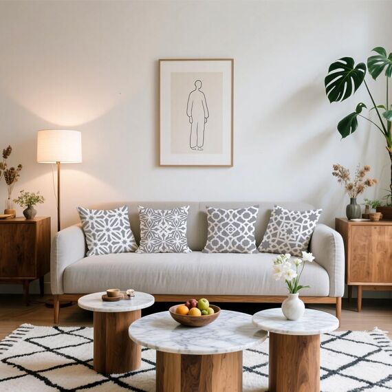 Cirzone Deko Wohnzimmer Kissenbezug 40x40 4er Set Wetterfest Leinen Outdoor Kissen Boho Deko für Garten, Balkon