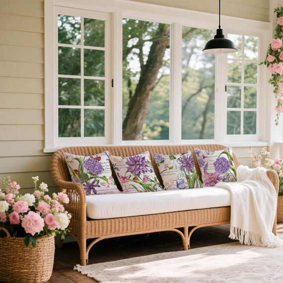 Cirzone Kissenbezug 45x45 4er Set Outdoor Kissen Wetterfest Leinen, Boho Deko für Deko Wohnzimmer, Garten, Balkon