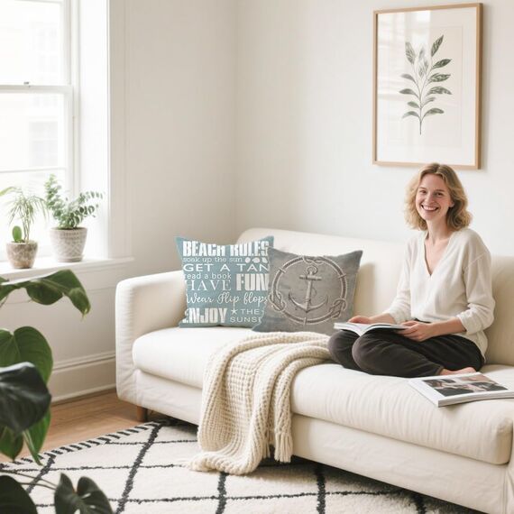 Cirzone Deko Wohnzimmer Kissenbezug 45x45 4er Set Wetterfest Leinen Outdoor Kissen Boho Deko für Garten, Balkon