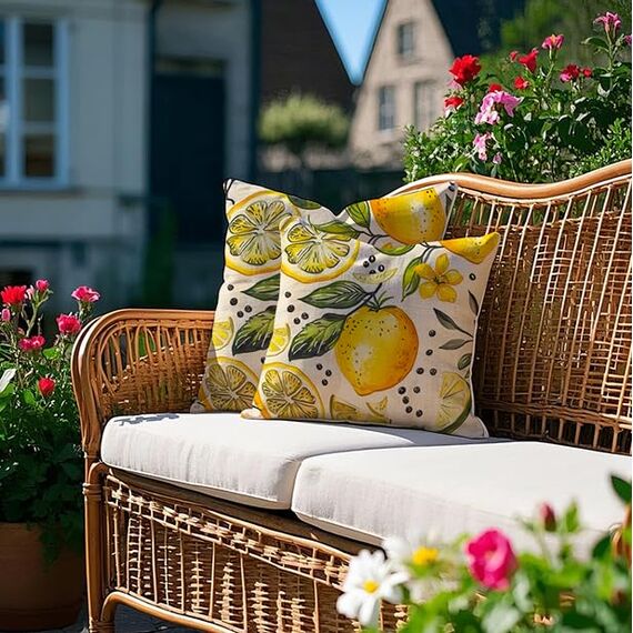 Cirzone Kissenbezug 45x45 2er Set Outdoor Kissen Wetterfest Leinen, Boho Deko für Deko Wohnzimmer, Garten, Balkon