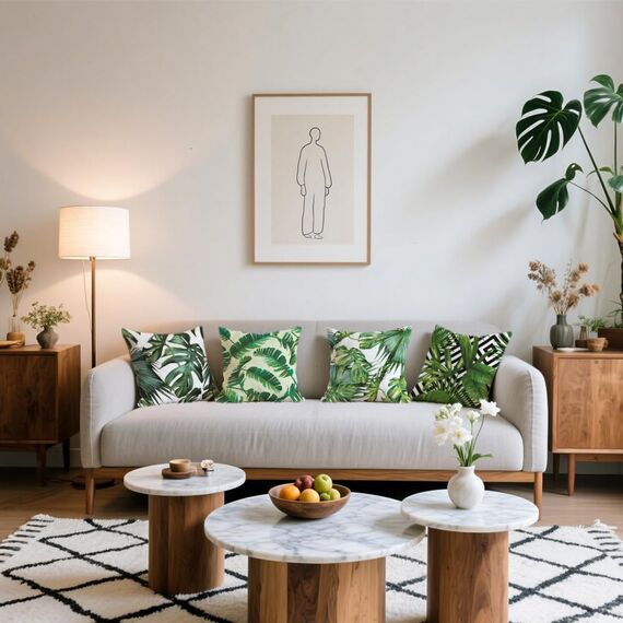 Cirzone Kissenbezug 40x40 4er Set Outdoor Kissen Wetterfest Leinen, Boho Deko für Deko Wohnzimmer, Garten, Balkon