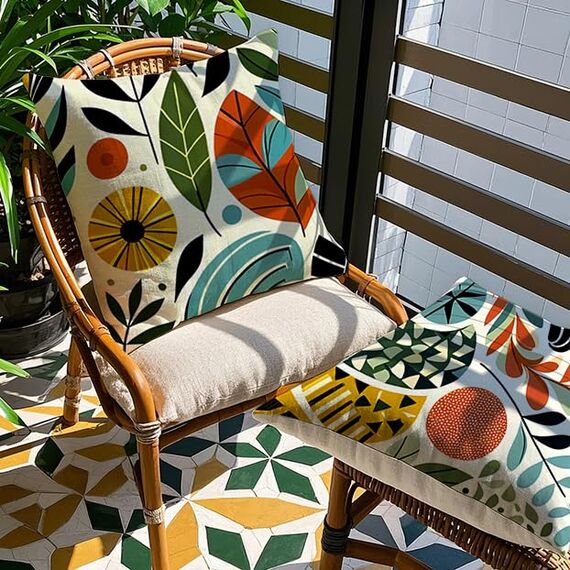 Cirzone Deko Wohnzimmer Kissenbezug 45x45 4er Set Wetterfest Leinen Outdoor Kissen Boho Deko für Garten, Balkon
