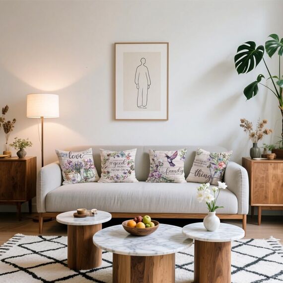 Cirzone Deko Wohnzimmer Kissenbezug 45x45 4er Set Wetterfest Leinen Outdoor Kissen Boho Deko für Garten, Balkon