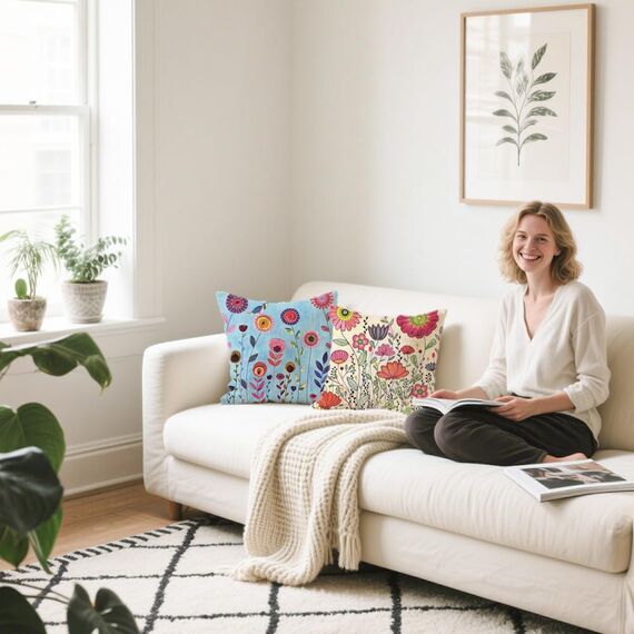 Cirzone Outdoor Kissen Wetterfest 45x45 4er Set Dekokissen, Kissenbezüge Sofakissen für Deko Wohnzimmer, Garten, Balkon