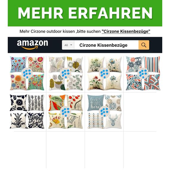 Cirzone Outdoor Kissen Wetterfest 45x45 4er Set Dekokissen, Kissenbezüge Sofakissen für Deko Wohnzimmer, Garten, Balkon