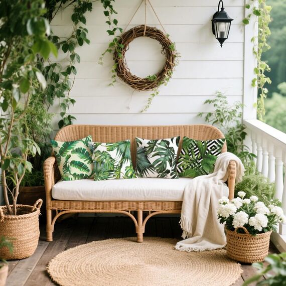 Cirzone Kissenbezug 40x40 4er Set Outdoor Kissen Wetterfest Leinen, Boho Deko für Deko Wohnzimmer, Garten, Balkon