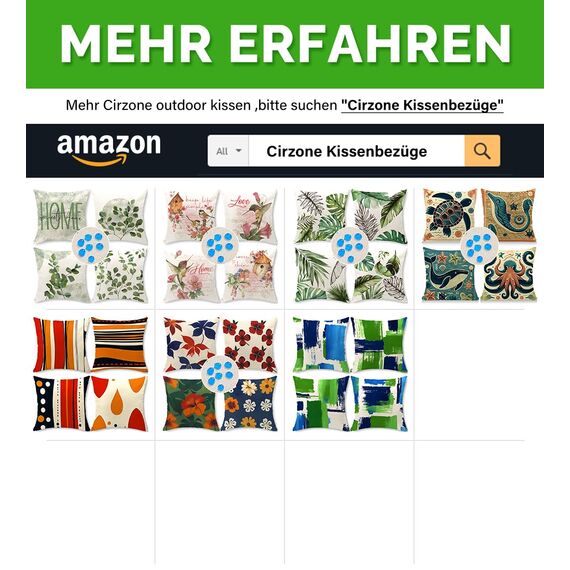 Cirzone Outdoor Kissen Wetterfest 45x45 4er Set Dekokissen, Kissenbezüge Sofakissen für Deko Wohnzimmer, Garten, Balkon