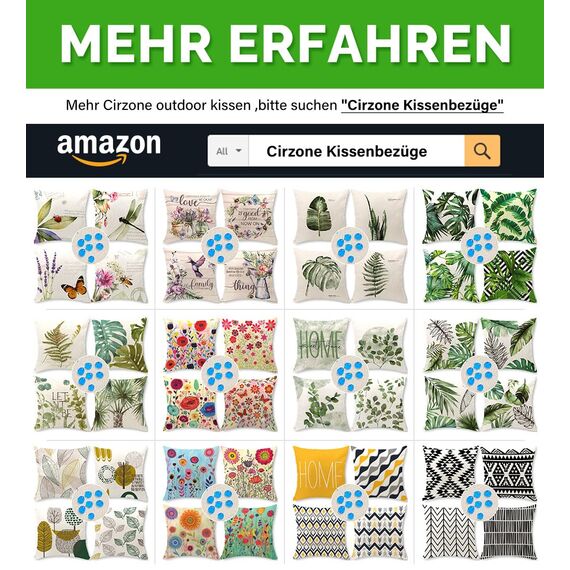 Cirzone Wasserdichte Kissenbezugen 4 Stück 45 x 45 cm Dekorative Outdoor Kissen Wasserfest Atmungsaktiv Tropische Pflanzen Kissenbezugen werden für Sofakissen Garten Outdoor