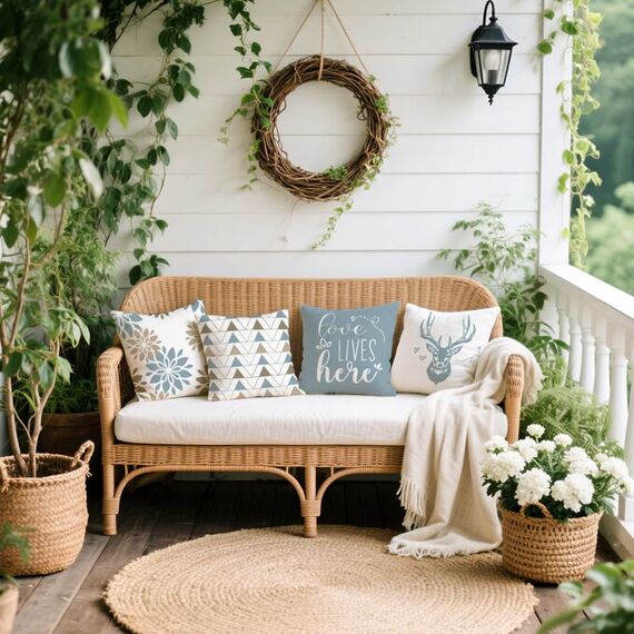 Cirzone Outdoor Kissen Wetterfest 45x45 4er Set Dekokissen, Kissenbezüge Sofakissen für Deko Wohnzimmer, Garten, Balkon