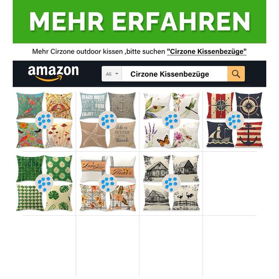 Cirzone Kissenbezug 45x45 4er Set Outdoor Kissen Wetterfest Leinen, Boho Deko für Deko Wohnzimmer, Garten, Balkon
