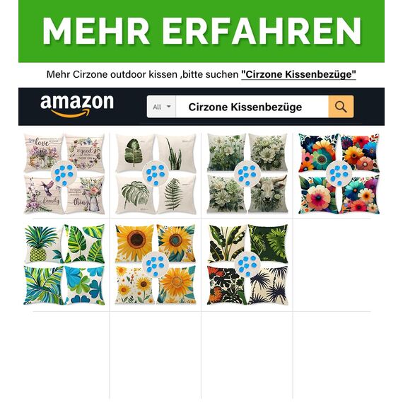 Cirzone Deko Wohnzimmer Kissenbezug 45x45 4er Set Wetterfest Leinen Outdoor Kissen Boho Deko für Garten, Balkon